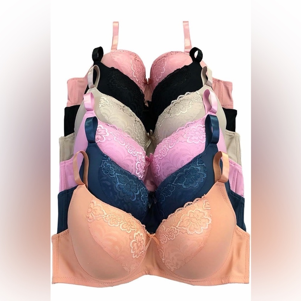 🆕 Secret 6 Pack of Color Print T-Shirt Bras B Cup C Cup and D Cup